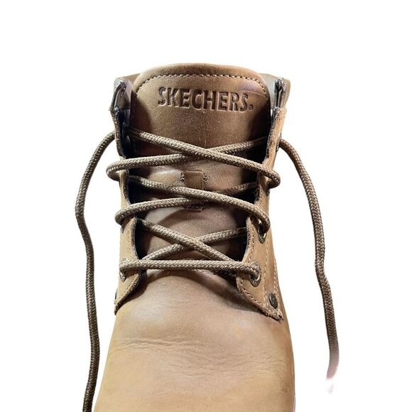 Skechers Brown Leather Lace Up Ankle Boots - Picture 10 of 12